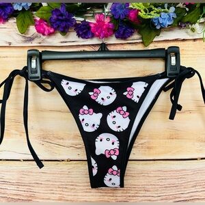 Hello Kitty Women’s Black Side Tie Swim Bikini Bottom Size S NWOT